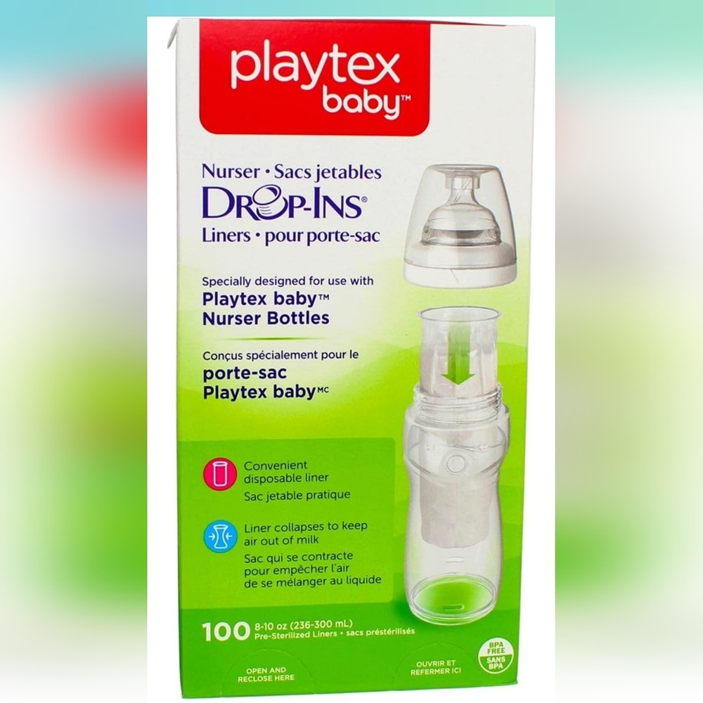 NEW Playtex Baby nurser bottle Drop-Ins Liners 8-10oz 100 Count SEALED